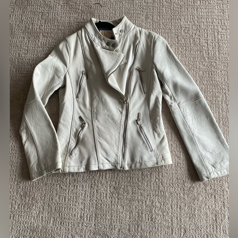 Michael Kors Women's Genuine Lambskin Leather Slim fit Biker Jacket